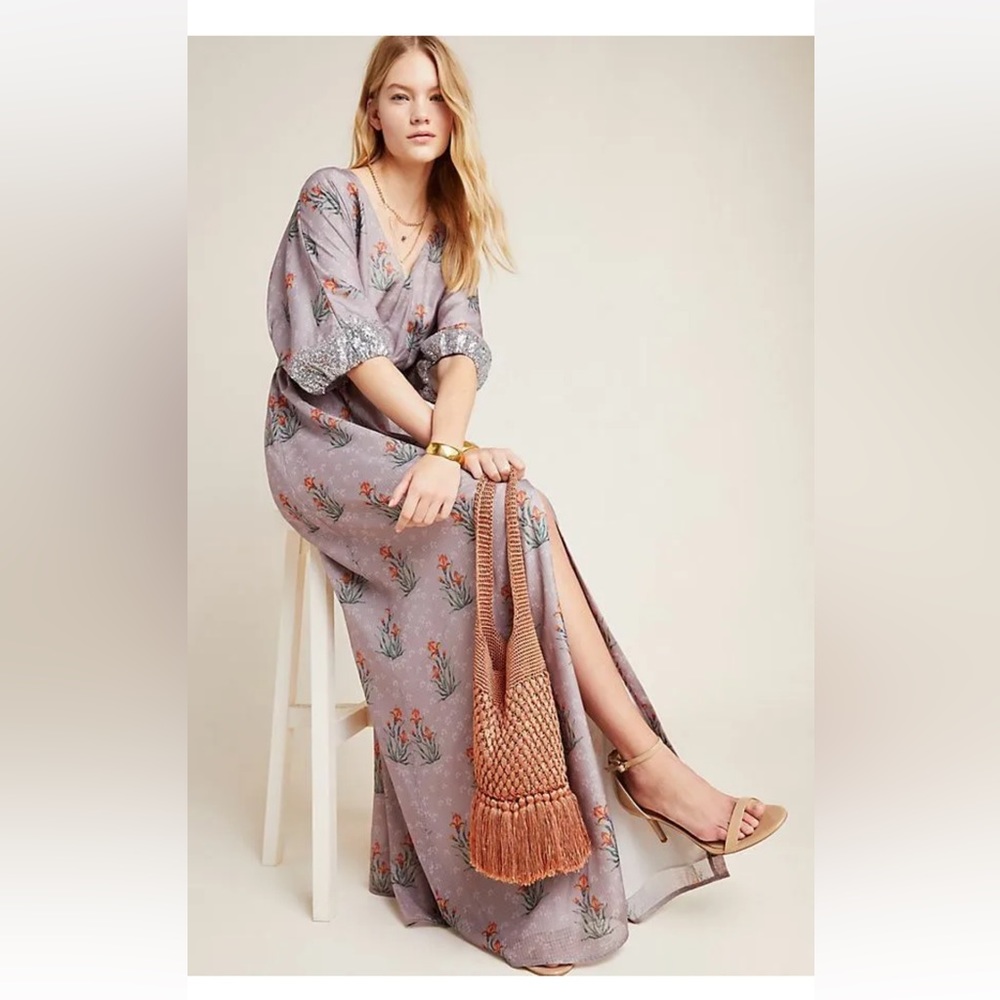 NWT Anthropologie Sachin & Babi Isolde Sequined Maxi dress with Floral Print